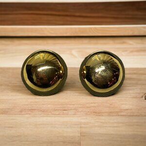 Vintage Coronet Earrings Pierced Medium Gold Tone‎ Reflective Ball Studs